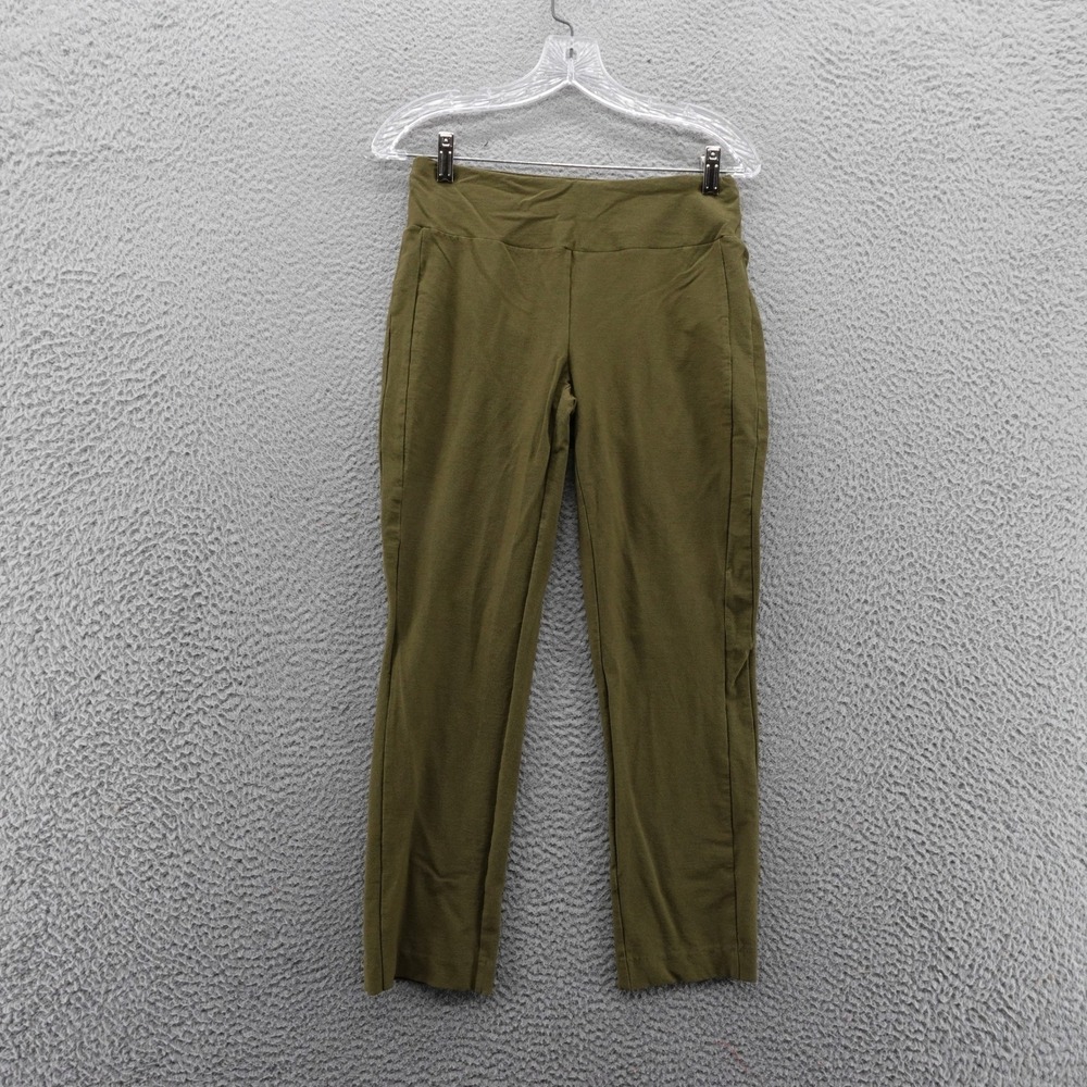 Eileen Fisher Womens XS Olive Green Washable Crepe Slim Ankle Pull On Pants